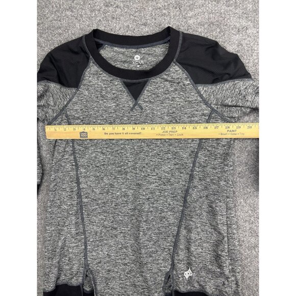 XCVI Sweater Womens Medium Gray Black Raglan Sleeve Pullover Athletic Mesh Trim - Picture 3 of 6